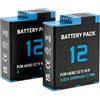 YISHDA Confezione da 2 batterie di ricambio da 2000 mAh per GoPro Hero 12 11 10 9, 3,85 V 7,7 Wh, ad alta capacità, compatibile con AHBDT-901D, potenza di lunga durata per action camera