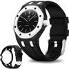 ToVioc Cinturini Silicone per Swatch Royal Pop Savonnette (Corona alle 3) | Unisex Ipoallergenico, Morbido Silicone Cinturino con Cover ABS Integrata per AP x Swatch Royal Pop - Nero