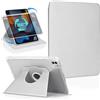 Koze Custodia Rotante per iPad Pro 11 pollici M5 2025 / M4 2024 (iPad Pro 11 6a/5a generazione) con portapenne, Cover Girevole a 360° Supporto Retro in Acrilico Trasparente Antiurto, Grigio Chiaro