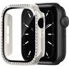 Generic Custodia con diamante a fila singola, compatibile con Apple Watch 49/46/45/44/42/41/40/38 mm, pellicola protettiva integrata adatta per serie 11/10/9/8/7/6/5/4/3/2/1/SE Ultra1/2 (Starlight, Serie 4/5