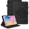 Auslbin Fiore Tab Cover per Samsung Galaxy Tab S6 Lite 10.4 Pollici 2024/2022/2020 Protettive Retrò Custodia in Rilievo Design con Fibbia Magnetica Funzione Supporto Nero