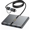 cenmate Adattatore USB A/C 3.0 a 4xHDMI Supporto Modalità Mirror/Extend compatibile con Mac/Win, Docking Station USB C 5 in 1 (4K30Hz x2+1080P60Hz x2+Tipo C 3.0), HUB Tipo C HDMI per 4 Monitor