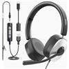 Wantek Cuffie con Microfono per PC Laptop, USB/Jack 3,5 mm/Type-C, Headset per Call Center, Smart Working, Ufficio, Zoom, Teams, Skype, Corsi Online