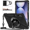 Gerutek Cover per Samsung Galaxy Tab S10 Plus/S9 FE Plus/S9 Plus 12.4,Nero | Tab S8 Plus/S7 Plus/S7 FE Custodia Robusta Antiurto con Supporto Girevole a 360°, Cinghia per Mano/Spalla, Portapenne