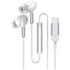 Minhe Cuffie intrauricolari di tipo C con cancellazione del rumore e microfono per iPhone 15 Plus Pro Max, cavo audio HiFi da 1,2 m, colore bianco