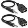 Xevtrak Adattatore Jack USB, Adattatore USB Jack, Connettore Jack Maschio 3.5 mm, Cavo Adattatore USB Femmina, Cavo USB a Jack Audio, Presa USB a Jack per Auto Autoradio, 2 Pezzi, Nero