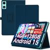 Haofun Custodia Cover Compatibile con TECLAST P50AI, Sottile Leggero Cover con Supporto per Matita e Cinturino, Custodia in PU Case con Multi-Angolo Regolabili, Blu