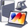 ZoRoll Custodia per Xiaomi Redmi Pad 2 Pro 12.1 pollici/Xiaomi POCO Pad M1 12.1, Supporto Sottile con Retro Rigido Cover Supporto Girevole a 360°, Portapenne, con Auto Svegliati/Sonno - Viola scuro