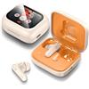 THREE PEACHES Cuffie Bluetooth, senza fili, Bluetooth 5.4, senza fili, con microfono ENC, cancellazione del rumore, con touch screen per iPhone e Android. Beige