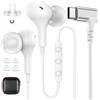 AIAUXAI Cuffie USB C con con Microfono e Controllo Volume, 90 Gradi, Bianco | Cuffie con Filo per iPhone 17 16 15, Auricolari In Ear per Samsung Galaxy S26 Ultra S25 S24 S23 S22 A56 A16 A55 Pad Laptop