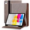 ONETHEFUL Custodia Cover Compatibile con iPad 11a Generazione (A16) 11 (2025) / iPad 10a Gen 10.9 (2022), Custodia in Pelle con Portapenna, Tasca e Angoli di Visione Regolabili,Auto Svegliati/Sonno cachi