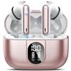 Csasan Cuffie Bluetooth, Auricolari 5.3 con HiFi Stereo, Cuffie Wireless con Mic Chiamata ENC HD, Cuffiette Bluetooth con IPX7 Impermeabile, 40 Ore Senza Fili con Display LED, Rosa