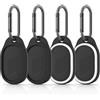Jiziya Custodia protettiva in silicone compatibile con Xiaomi Tag, set da 4 con 4 custodie e 4 portachiavi, protezione antiurto antigraffio per Xiaomi Tracker (nero + nero + bianco + bianco)