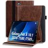 ONETHEFUL Custodia Cover per Samsung Galaxy Tab A6 10.1 2016 (SM-T580/T585) Protettivo Fascia Elastica Supporto in Pelle PU con Auto Svegliati/Sonno Marrone