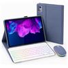 HLTOOP Custodia con Tastiera per Lenovo Tab P11 (TB-J606) / P11 Plus 11 2021(TB-J616F/TB-J607), Tastiera Retroilluminata A 7 Colori Con Mouse, Cover Posteriore in Morbido TPU,Viola
