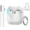 Generic Custodia trasparente per Apple AirPods 4 2024 con blocco di sicurezza, custodia morbida in TPU con supporto per telefono e kit di pulizia, portachiavi carino per donne e ragazze, bianco trasparente