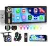 Ohradio Autoradio 1 Din Schermo 6,9 Wireless CarPlay Android Auto | Schermo IPS, Bluetooth, Radio FM, 2USB, SWC, Mirror Link, Retrocamera