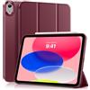 MoKo Cover per iPad (A16) 11a/10a Gen. (2025/2022), Borgogna | Cover Protettiva Sottile a Tre Pieghe Supporto, Caso Smart Folio con Retro TPU Morbido Touch ID Sveglia/Sonno