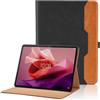 Oduio Custodia per Lenovo Tab P12 12,7 Pollici TB370FU 2023 Pelle Tablet Case, Multi-Angli Supporto Pieghevole Cover Protettiva con Tasca e Funzione Supporto con Banda Elastica - Nero