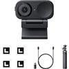 Insta360 Link 2C Pack Treppiede Nero- Webcam 4K per PC/Mac, Sensore da 1/2, Auto inquadratura, HDR, Mic di cancellazione del rumore IA, Controllo gestuale per lo streaming, Videochiamate, Gaming