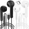ZJXD Confezione da 2 cuffie con cavo USB C, auricolari in-ear con microfono e controllo del volume, per iPhone 15 Plus, Samsung Galaxy S23, S22, S21, FE, iPad Pro, Huawei, Google Pixel