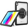 TECHGEAR JOLT-SHELL Custodia per Apple iPad 11a / 10a generazione 10,9 / iPad 11 2025, Resistente, Antiurto, Sottile con Supporto Rotante a 360 Gradi e Cinturino da Polso