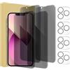 Generic Confezione da 4 pellicole protettive per la privacy per iPhone 13 Pro [display da 6,1 pollici] + confezione da 4 pellicole protettive per obiettivo della fotocamera, pellicola in vetro temperato