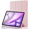 Palkitsee Custodia Cover per iPad Air 11 Pollici M4 2026/M3 2025/M2 2024 e Air 5ª/4ª 10,9 2022/2020 con Portapenne, Smart Magnetica Trifold, Antiurto, Supporta Pencil 2 Gen, Auto Sveglia/Sonno, Rosa