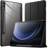 JETech Custodia per Samsung Galaxy Tab S9 FE Plus, Nero | Cover Retro Trasparente, S Pen Holder, Protezione Antiurto Sottile, Supporto Tri-Pieghevole