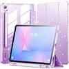 INFILAND Custodia per Samsung Galaxy Tab S10 Lite/S10 FE/ S9 FE 5G 10,9 pollici/Tab S9 11 pollici con S Portapenne,Glitterata con Retro Trasparente Scintillante,Adatta Bambini,Ragazze (Lilla-Viola)