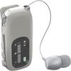 SUNSEATON Auricolare Bluetooth Singolo con Filo Retrattile, Display LCD, Beige | Auricolar Senza Fili con Microfono, Cuffia Lavalier, 20 Ore di Ascolto, Connessione a 2 Cellulari, Bluetooth 5.4