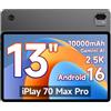 ALLDOCUBE Tablet 13'' Android 16, Unisoc T7300, Schermo 2.5K, Modalità PC | Risoluzione 1600×2560, 4G LTE, 16GB RAM+128GB ROM, Batteria 10000mAh, GPS, 4 Altoparlanti, Face ID, iPlay 70 Max Pro