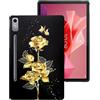 Generico DayQiQiPu Cover per Lenovo Tab P12 2023 12,7 Pollici TB370FU/TB371FU Custodia Anti-Caduta Ultrasottile in TPU Morbido Che assorbe Gli Urti(Fiore di Rosa Farfalla d'oro)