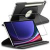 ebestStar - Cover per Samsung Galaxy Tab S9, 5G, Custodia Protezione Rotazione 360, Pelle PU, Nero + Vetro Temperato