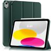 MoKo Cover per iPad (A16) 11a/10a Gen. (2025/2022), Verde notte | Cover Protettiva Sottile a Tre Pieghe Supporto, Caso Smart Folio con Retro TPU Morbido Touch ID Sveglia/Sonno