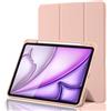 Palkitsee Custodia Cover per iPad Air 11 Pollici M4 2026/M3 2025/M2 2024 e Air 5ª/4ª 10,9 2022/2020 con Portapenne, Smart Magnetica Trifold, Antiurto, Supporta Pencil 2 Gen, Auto Sveglia/Sonno, Oro Rosa