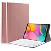 QYiiD QYiD Custodia con Tastiera per Galaxy Tab A 10.1 2019 SM-T510/T515, Sottile Pelle PU Custodia con Magnetically Wireless Tastiera per Galaxy Tab A 10.1, Rosegold