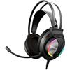 KROM KAPPA -NXKROMKAPPA - Cuffie con microfono, suono stereo arcobaleno LED RGB, altoparlanti da 50 mm, archetto regolabile, micro flessibile, USB, compatibile con PC, nero