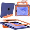 INFILAND Custodia per iPad 10,2 9ª/8ª/7ª Gen (2021/2020/2019), Cover Robusta in Silicone Antiurto con Supporto, Maniglia e Porta Penna (Navy Blue-Orange)