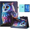 Auslbin Colorata PU Cover Lenovo M10 Plus (2nd Gen) 2020 10.3 Pollici, Colorata e in Movimento, Bellissimo Motivo, Custodia per Tablet Flip Tab M10 FHD Plus/TB-X606 con Supporto, Gufo