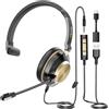 Wantek Cuffie cablate per PC/laptop, cuffie stereo con microfono a cancellazione del rumore, cuffie per computer cablate USB-A/USB-C/3,5 mm, controlli in linea