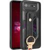 SHIEID Custodia in pelle Asus ROG Phone 6 Case, Premium PU Leather Asus ROG Phone 6 Case Cinturino da polso + supporto, Cover per Asus ROG Phone 6-Nero