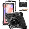 BRAECN Cover per Galaxy Tab S10 Lite/ S10 FE/ S9 FE/ S9/ S8/ S7 Nero | 10.9/ 11 Custodia Antiurto con Protezione Schermo, Supporto Girevole a 360°, Cinturino da Polso, Tracolla, Anti Caduta