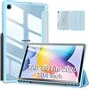 DUZZONA Cover per Samsung Galaxy Tab S6 Lite 10.4 Pollici 2024/2022/2020, Custodia Sottile Posteriore Trasparente con Porta S-Pen, Azzurra