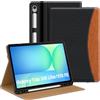 MoKo Cover per Samsug Galaxy Tab S10 Lite/S10 FE/S9 FE/S9 10.9/11 Pollici | Pelle PU Cover per Samsung Tablet (2025/2023), con Portapenna, Cinturino da Mano & Tasca Frontale, Nero & Marrone