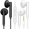 MAS CARNEY 2Pack Auricolari con Filo e Microfono WH6, Cuffie In-Ear con Filo Jack 3,5 mm,Cuffiette Telefonino con Controllo del Volume, Auricolare Cellulare con Cavo per Apple,iPhone,Samsung,Huawei,PC
