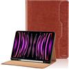 Oduio Custodia per iPad Air 11 Pouces 2024 / iPad Pro 11 Pollici 2022/2021/2020 (4a/3a/2a Generation) Pelle Tablet Case, Protettivo Supporto con Pencil Holder, Auto Svegliati/Sonno - Marrone