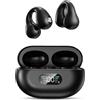 CHEOTIME Cuffie a conduzione ossea auricolare aperte Bluetooth, auricolari flessibili con clip, cuffie Bluetooth auricolari wireless, auricolari sportivi con display digitale intelligente (Nero)