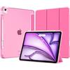 MoKo Cover per iPad Air 13 Pollici Case (M4/M3/M2) con Portapenna | Cover per iPad Air 13 2026/2025/2024, Trifold Sottile Leggera Custodia con Retro in PC Rigido Traslucido, Rosa Persiano