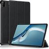 QINOUK Custodia per Huawei MatePad Pro 12.6 2021, [Funzione Stand] Smart Cover con Auto Sleep Wake, Custodia Protettiva in PU e PC Antigraffio-Black